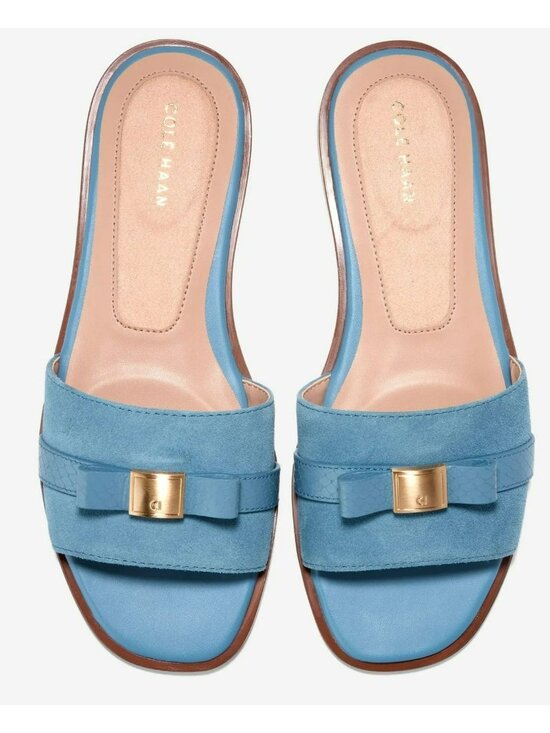 Cole Haan Shoes - Cole Haan Womens Emalia Bow Slide Suede Light Blue Size 9.5 New With Box